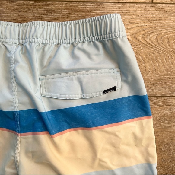 O’NEILL Swimming Trunks Shorts Sz Large Pastel Wide Striped Elastic Drawstring - Picture 8 of 9